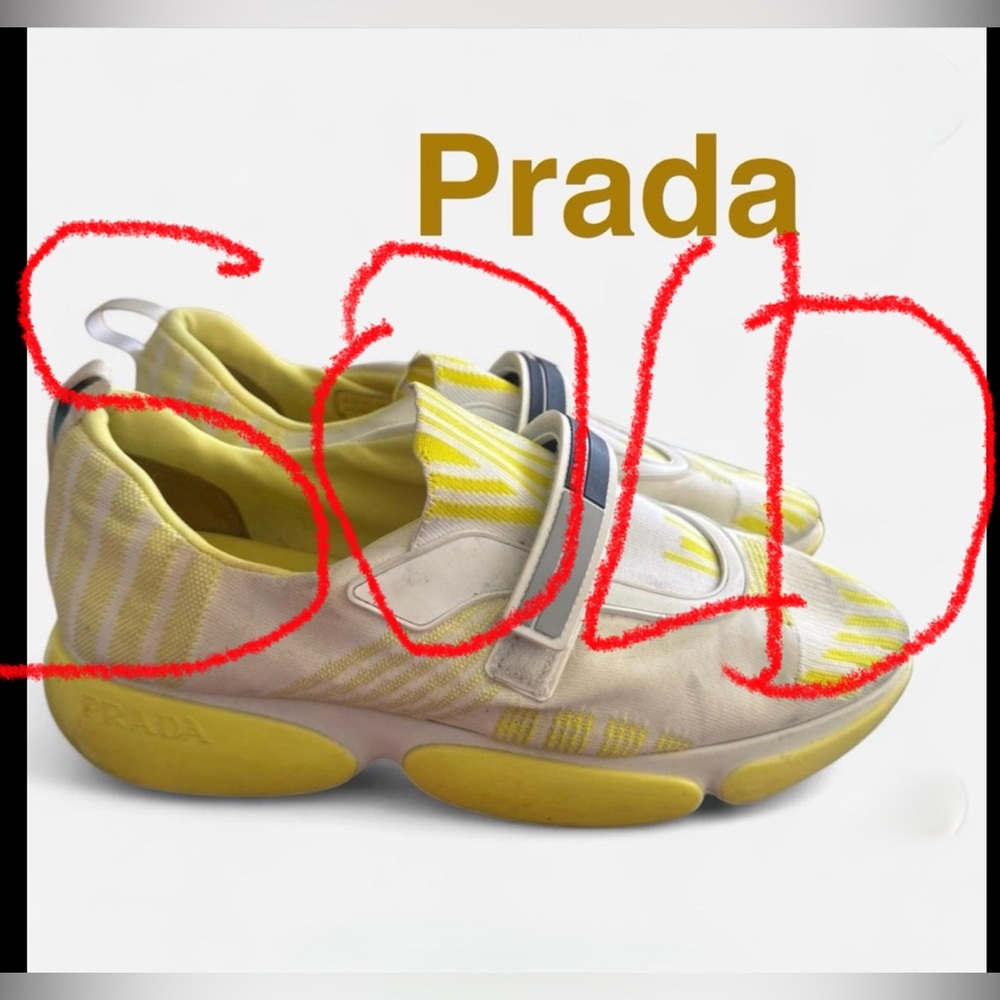 Prada Cloudbust Yellow and White Trainers